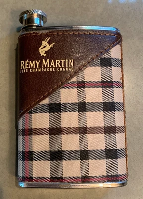 REMY MARTIN COGNAC 1738 Accord Royal Flask 5 oz Tartan Leather Stainless Steel - Изображение 1 из 4
