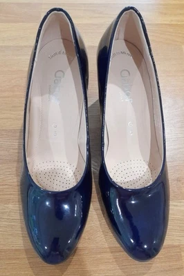 FABULOSOS ZAPATOS DE CORTE DE CHAROL AZUL MARINO OSCURO GABOR PARA DAMA - TALLA 5 G - NUEVOS SIN CAJA Foto 1 de 4