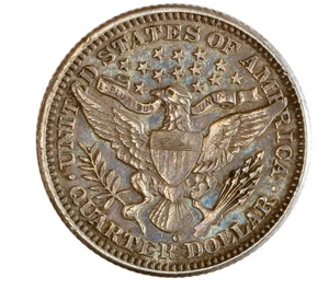1900 O barber quarter AU toned - Picture 1 of 2