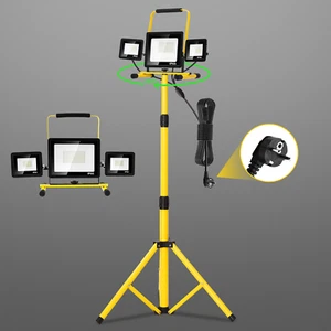 3 Köpfe Arbeitsleuchte LED Fluter Baustrahler mit Stativ Strahler Flutlicht 100W - Bild 1 von 9