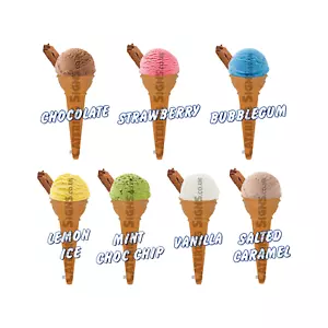 Set of 7 Ice Cream Cone and Flake Stickers - catering van flavours scoop decals - Picture 1 of 1