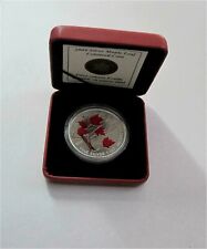 2004 Canada 9999 Silver $5 Dollars  Maple Leaf In RED Enamel