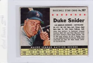 1961 Post #167 Duke Snider Los Angeles Dodgers No Creases - Picture 1 of 2