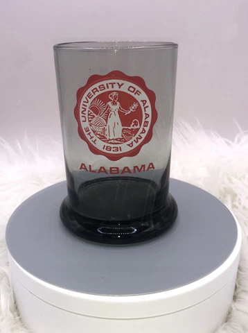 Preowned The University Of Alabama Roll Tide 4.5” Tall Drinking Glass Vintage Cover