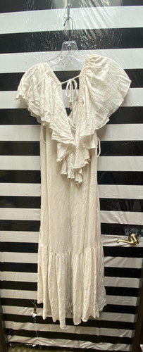 OFF WHITE "Abito donna ""Free People"" lungo bianco arricciato. Taglia Sm. P.O.