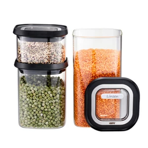 Vorratsdosen Set PANTRY 3tlg Vorrat Dosen Glas Eckig mit Deckel Frischhaltedosen - Bild 1 von 7