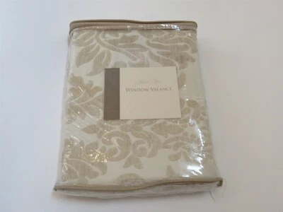 Rose Tree CRYSTAL Velvet Damask Tailored Valance cream 2avail - Image 1 of 4