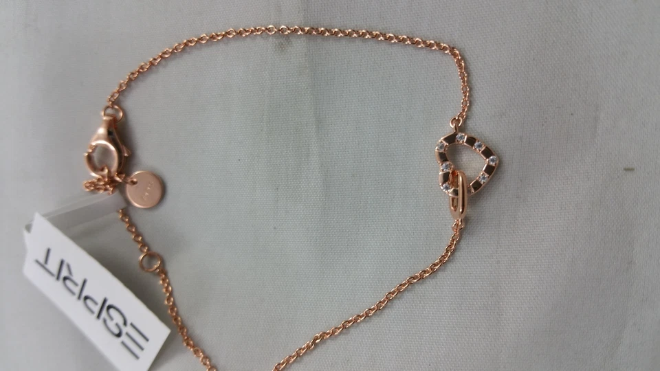 Esprit Damenarmband Herz-Anhänger mylove Rose mit Zirkonia - ESBR01321317