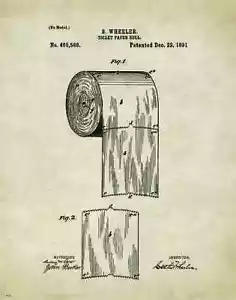 Papel higiénico de colección patente arte estampado baño decoración de pared baño plomero - Imagen 1 de 1