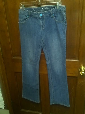 JEANS OAKLEY DENIM TIRO BAJO CORTE BOTA AZUL BOTÓN ALGODÓN ELÁSTICO TALLA 30 Foto 1 de 4