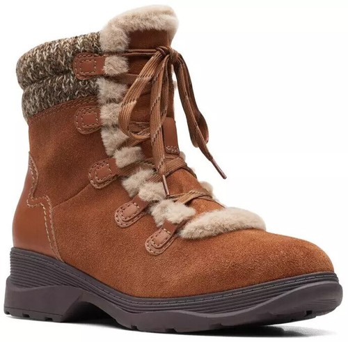 Stivali impermeabili Clarks Collection foderati caldi marrone scuro 5 5 M nuovi