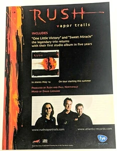 RUSH / NEIL PEART / GEDDY LEE / 2002 VAPOR TRAILS LP / ALBUM MAGAZINE PRINT AD - Picture 1 of 1