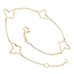 Italienisch 14k Gelbgold Schmetterling Station Charm Armband 7" 1,5 Gramm - Bild 1 von 4