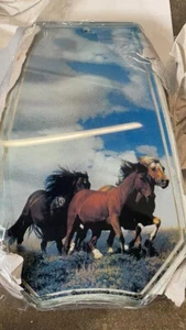 OK LIGHTING TOUCH LAMP REPLACEMENT GLASS 1 Panel Wild Horses - Picture 1 of 2