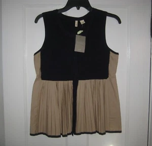 NEW Anthropologie Moth Darcy Pleated Sleeveless Top Knit Navy Blue sz Small NWT - Picture 1 of 7