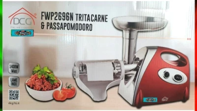 Tritacarne Passapomodoro 2 in 1 Elettrico Multifunzione 1400W Lame Acciao Inox - Image 1 of 4