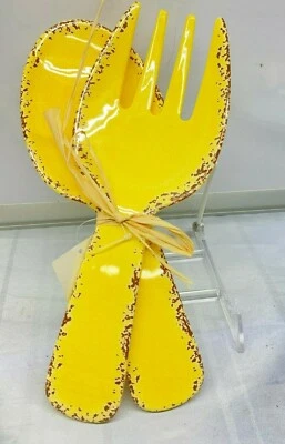 Juego de 2 utensilios para servir ensalada de melamina craquelada amarilla Tommy Bahama nuevo  Foto 1 de 2