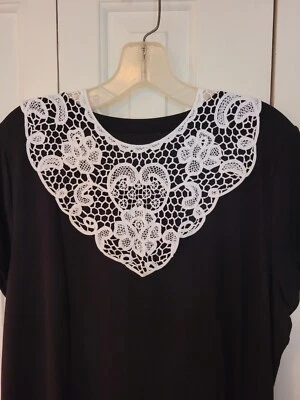 Blanco Ligero Algodón Encaje Cuello Botón Cierre Nuevo Estilo Crochet Foto 1 de 4