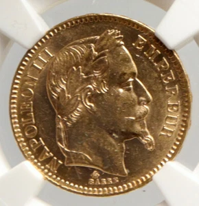 1865 A FRANCE Emperor NAPOLEON III Antique Gold 20 Franc French NGC Coin i94027 - Picture 1 of 5