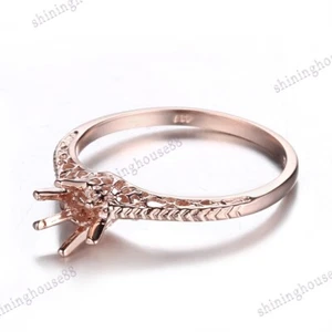 Anello fidanzamento matrimonio bigiotteria oro rosa massiccio 18 kt 4-5 mm tondo semi montaggio - Foto 1 di 11