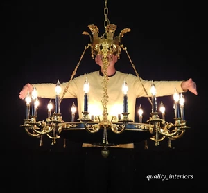 MASSIVE Opulent 16 Light French Empire Brass Chandelier Ribbons Bows Tassels - Picture 1 of 24