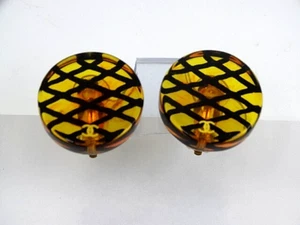 Authentic Vintage CHANEL 1" Round Lucite Gold & Black Trellis CC Logo Earrings - Picture 1 of 3