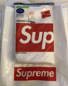 Supreme Hanes Tagless T-Shirts Weiß 3er Pack L *VERSIEGELT* *NEU* Original RAR! - Bild 1 von 6