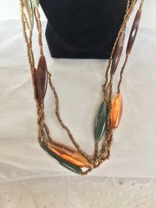 Collana donna vintage con perline 4 fili multicolore 16 pollici - Foto 1 di 11