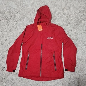 Coca Cola leichte Windjacke mit Kapuze rot Regenjacke Damen klein Mesh gefüttert - Bild 1 von 8