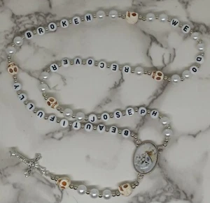 Personalized Beautifully Broken We Do Recover Rosary/Meditation/Prayer Beads - Picture 1 of 2
