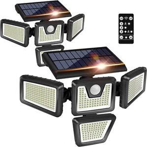 Motion Sensor 392 LED Solar Lights Outdoor 6500K IP65 Waterproof Daylight 2Pack - Picture 1 of 7