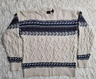 Vintage Structure 100% Wool Sweater Mens Medium White / Cream, Made In Hong Kong - Image 1 of 4
