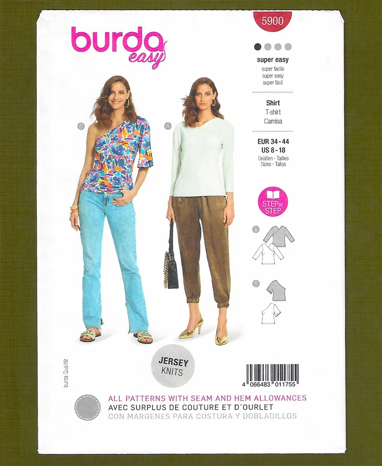 Misses T-Shirt Blouse Sewing Pattern Variations (Sizes 8-18) Burda Style 5900