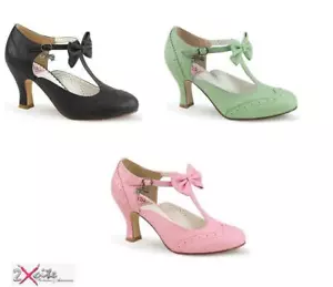 Pleaser Kitten Heel Bow Shoes Pin Up Couture 3" Retro 50's Vintage Flapper 11 - Picture 1 of 4