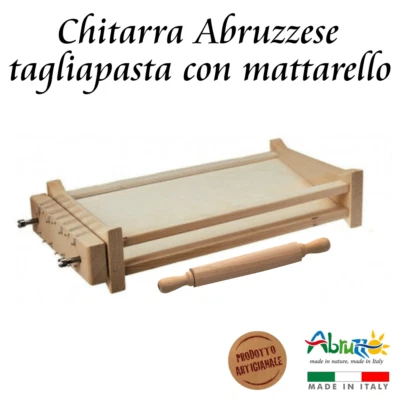 CHITARRA con MATTARELLO per Pasta Spaghetti fettuccine Abruzzese TAGLIAPASTA - Immagine 1 di 4