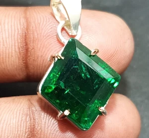 21.45Ct Natural Emerald 925 Silver Fancy Cut Certified Pendant Timeless Gemstone - Picture 1 of 10