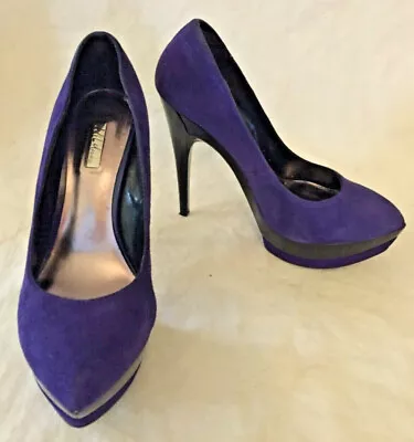 WILD PAIR womens pumps PURPLE SUEDE AND BLACK size 6.5 - Image 1 of 4