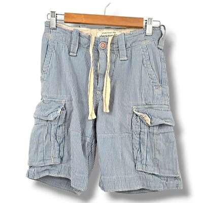 Pantalones Cortos Abercrombie Carga Rayas Cordón Informales Azul Blanco Niños Talla 12 Foto 1 de 4