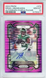 2023 Panini Prizm Israel Abanikanda RC PURPLE PULSAR AUTO #379 - PSA 10 - Picture 1 of 2