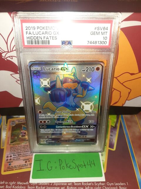 Pokémon Lucario GX SV64/SV94 Shiny Full Art Hidden Fates - PSA 10 Gem Mint