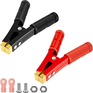 Battery Charger Clamps 1000A 1 Pair, Jumper Pure Copper, Jumper Cable Ends 6 In - Picture 1 of 8