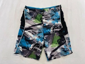 Ocean Pacific Swim Trunks Boys Size XL (14/16) Blue Black Patterned Polyester Sh - Picture 1 of 3