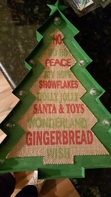 Large Metal Marquee Christmas Tree Light Up Sign Rustic wall Decor Battery  - Image 1 of 4