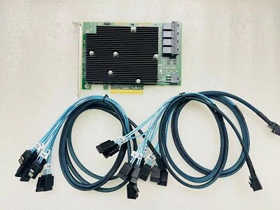 LSI SAS 9300-16I 12GB/S HBA BUS ADAPTER CARD IT Mode 4*SFF-8643 SATA Cable US - Image 1 of 4
