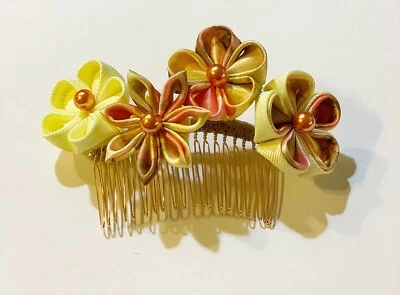 Bridal Wedding Hair Accessory Japanese Kanzashi Hair Comb Cherry Blossom Design - Image 1 of 4