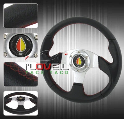 320mm Drift Track Thumb Grip Improvement Handling Steering Wheel + Jdm Button - Изображение 1 из 3