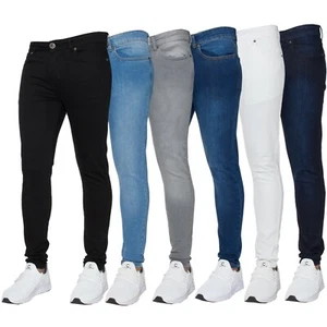 Enzo Mens Skinny Jeans Slim Fit Super Stretch Flex Denim Trouser Pants All Waist - Picture 1 of 26