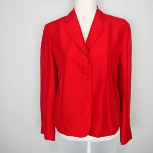 Giacca blazer Ralph Lauren taglia 8p 100% seta rosso 3 bottoni vacanza Lagenlook - Foto 1 di 21