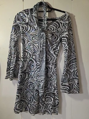 California Costume - Sequin Pattern Mini Dress with Scarf- Size Jr 3-5 - Image 1 of 4