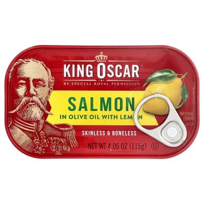 Salmón sin piel y sin hueso en aceite de oliva con limón, 4,05 oz (115 g) Foto 1 de 3
